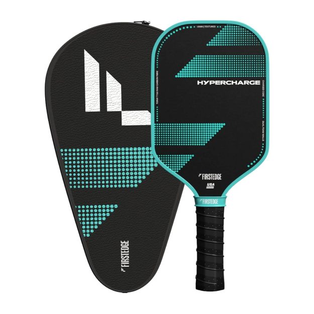 FirstEdge HyperCharge USAPA Approved Propulsion Core Japanese Toray T700 Carbon Fibre Dual Foam Injected Wall Pickleball Paddle _ Thermoformed _ Pickle Ball PU Racket Cover Included