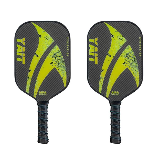 YAIT Sports Xtrieve-3K Pickle Ball Racket Set of 2 _ 16mm 3K Carbon Fiber Woven Surface (T700) _ Highly Dense 8mm PP Honeycomb Core _ Enhanced Power _ AIPA Approved Paddle of USAPA Standards